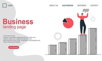 Landing page template of business concept vector