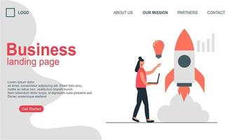 Landing page template of business concept vector