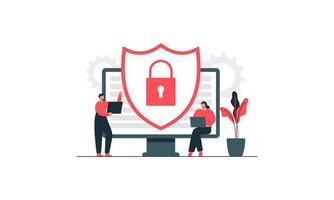 People and cyber security illustration concept vector