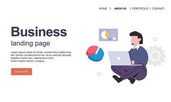 Landing page template of business concept vector