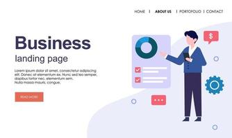 Landing page template of business concept vector