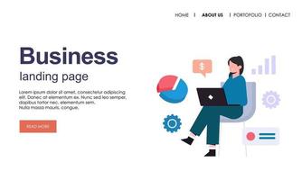 Landing page template of business concept vector