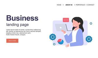 Landing page template of business concept vector