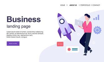 Landing page template of business concept vector