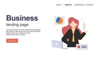 Landing page template of business concept vector