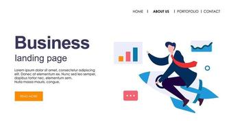 Landing page template of business concept vector