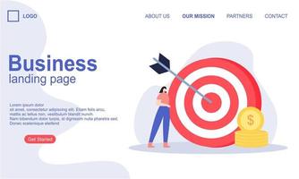 Landing page template of business concept vector