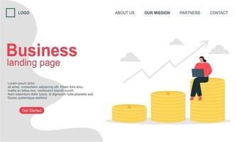 Landing page template of business concept vector