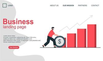 Landing page template of business concept vector