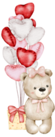 elemento de acuarela de oso de peluche de san valentín png