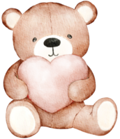 Watercolor Valentine's Day Teddy bear png