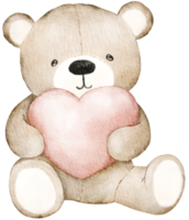 Watercolor Valentine's Day Teddy bear png