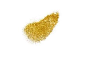 Golden glitter stroke isolated on white background. Shiny particles. Party, Merry Christmas, Happy New year decoration. photo