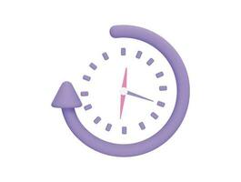 Reloj de 24 horas con servicio de soporte de flecha con estilo minimalista de dibujos animados de icono de vector 3d