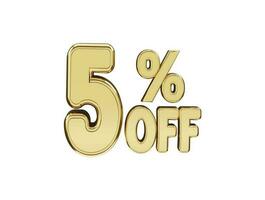 5 percent Golden number with 3d rendering vector