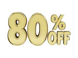 80 percent Golden number with 3d rendering vector