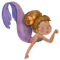 acuarela linda sirena clipart, png