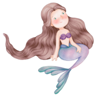 Watercolor Cute Mermaid Clipart, PNG