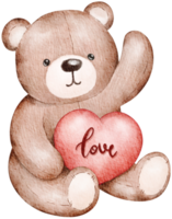 valentine teddy Björn vattenfärg element png