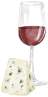 Watercolor Wine and Cheese Clipart, PNG