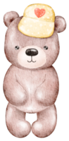 elemento de acuarela de oso de peluche de san valentín png