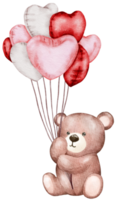 Élément aquarelle ours en peluche saint valentin png