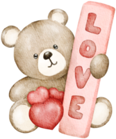 Valentine Teddy Bear watercolor element png