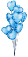 elemento de balão de folha azul aquarela pintado à mão png