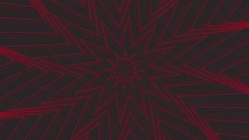 Red slim spin octagonal star simple flat geometric on dark grey black background loop. video