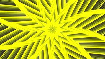 Yellow bold spin octagonal star simple flat geometric on dark grey black background loop. video