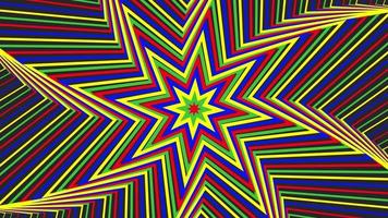 Color spin octagonal star simple flat geometric on dark grey black background loop. video