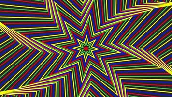Color spin octagonal star simple flat geometric on dark grey black background loop. video