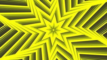 Yellow bold spin octagonal star simple flat geometric on dark grey black background loop. video