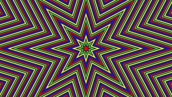 Color octagonal star simple flat geometric on dark grey black background loop. video