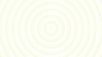 cercles minces jaunes simples géométriques plats sur boucle de fond blanc foncé. arrondit les ondes radio animation créative sans fin. anneaux fond graphique de mouvement sans soudure. conception de sonar radar à sphère. video