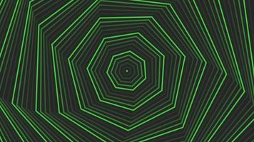 Green spin decagon star simple flat geometric on dark grey black background loop. video