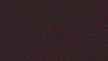 Red slim octagonal star simple flat geometric on dark grey black background loop. Starry radio waves endless creative animation. Stars seamless motion graphic backdrop. Astra radar sonar rings design. video