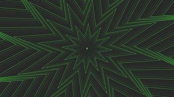 Green slim spin octagonal star simple flat geometric on dark grey black background loop. video