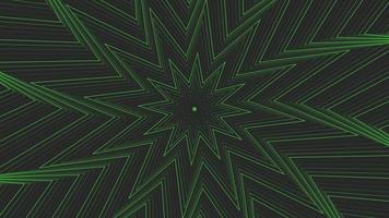 Green slim spin octagonal star simple flat geometric on dark grey black background loop. video