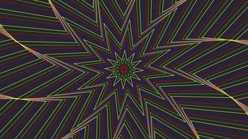 Color slim spin octagonal star simple flat geometric on dark grey black background loop. video