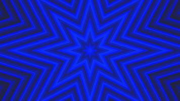 Blue bold octagonal star simple flat geometric on dark grey black background loop. video