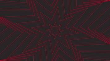 Red slim spin octagonal star simple flat geometric on dark grey black background loop. video