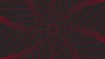 Red slim spin octagonal star simple flat geometric on dark grey black background loop. video