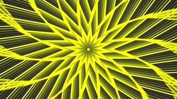 Yellow bold spin sixteegonal star simple flat geometric on dark grey black background loop. video