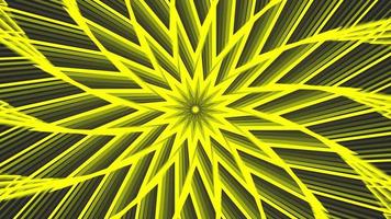 Yellow bold spin sixteegonal star simple flat geometric on dark grey black background loop. video