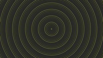 Yellow slim circles simple flat geometric on dark grey black background loop. video