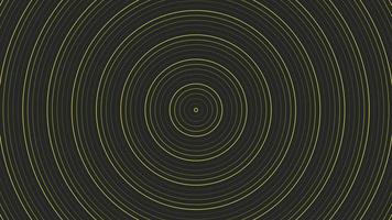 Yellow slim circles simple flat geometric on dark grey black background loop. video