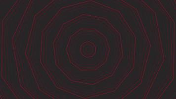 Red slim spin decagon star simple flat geometric on dark grey black background loop. video