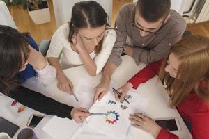 business woman explaining business matters to her team in a boardroom photo