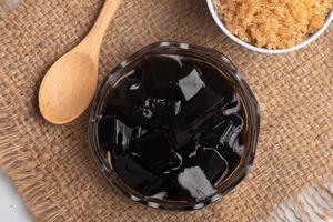 Brown Sugar Grass Jelly in a Sweet Thai Dessert Cup photo